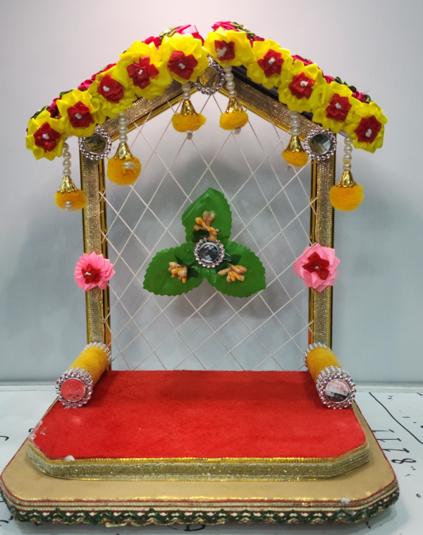 Darbar for laddu gopal ji - Flower Decorated - Dharamify pink Flower