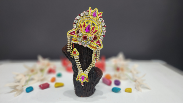 Laddu Gopal Lotus Pattern Designer Mukut Mala set